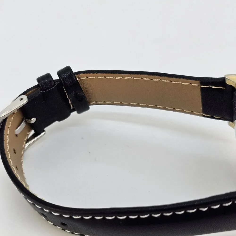 Timex‎ Men's Watch 35MM Gold Dial New Black White Leather Bands New Battery